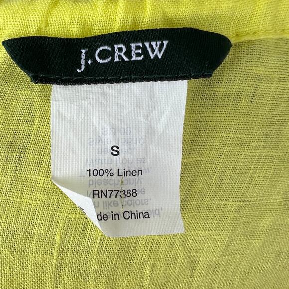 J.Crew Neon Yellow Sleeveless Dropped Waist Linen Keyhole Getaway Dress Size S - Picture 8 of 8